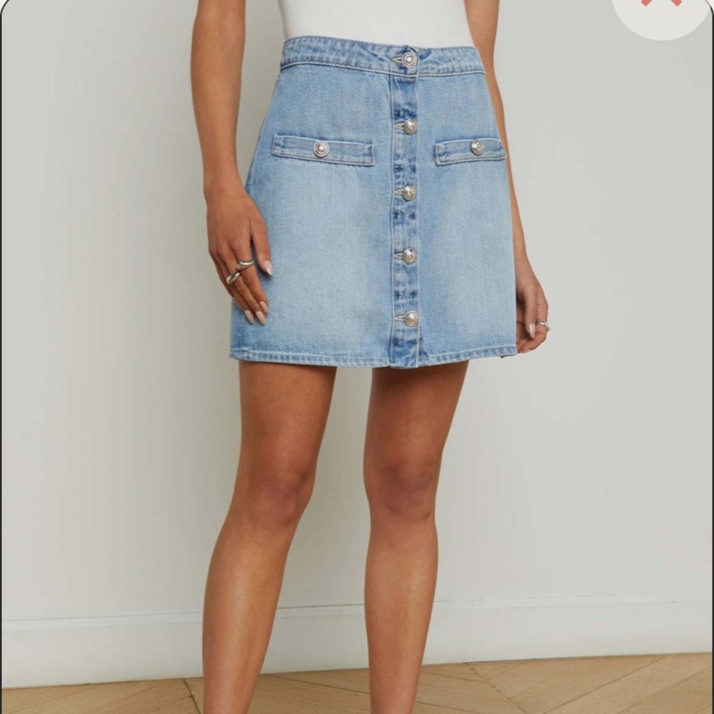 L’AGENCE Kris Button Front Mini Skirt